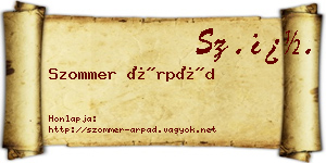 Szommer Árpád névjegykártya