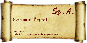 Szommer Árpád névjegykártya